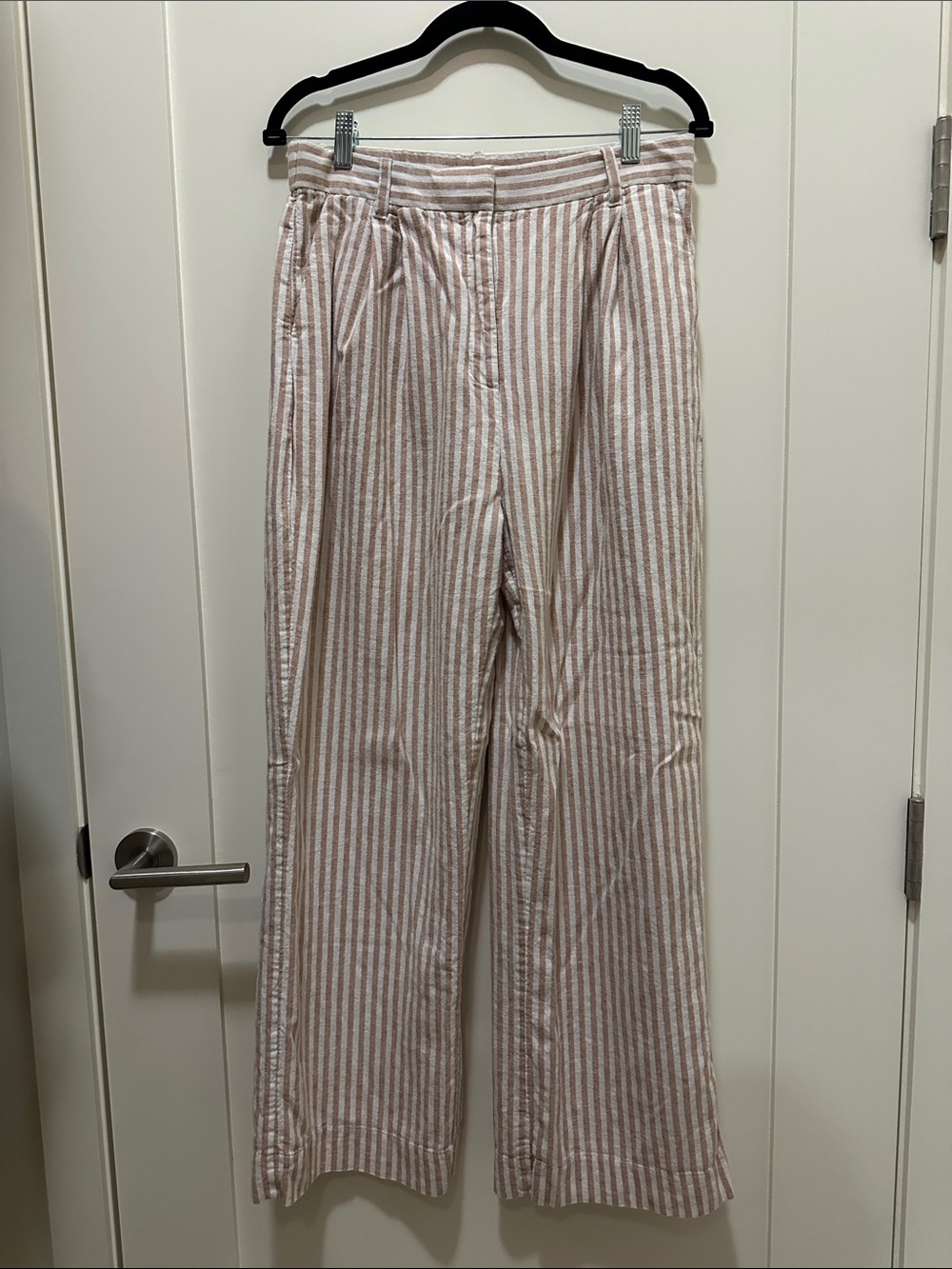 Abercrombie & Fitch Striped Beige & White Linen Pants